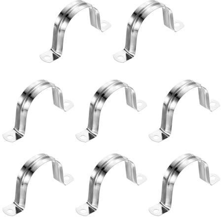 QUARKZMAN 8 st hårda rörklämmor 50 mm (1,97 tum) 201 rostfritt stål med 2 U-formade U-formade slangklämmor för kabelfixering