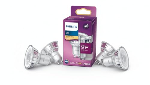 Philips LED-ljuskälla GU10, 4.6W, 355 Lumens, Varmvit 2700K, 36° Beam Angle – 4 Pack