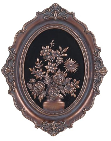 Vintage Wall Sculpture, Unique Antique Pediment,Gallery Wall Art, Hand Painted Wall Decoration Aesthetic Room Decor,Gold&Copper Wall Statue Ornament Decor Gallery for Kitchen Bedroom Living Room (Flower)