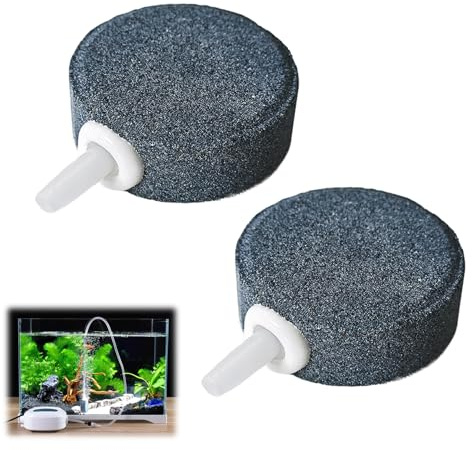 Diffuseur de Pierre d'air pour Aquarium Oxygène, 4 cm, 2 Pierres à Air Rondes - Haute Durabilité et Efficacité pour Aquariums d'Eau Douce, Salée et Hydroponique - Barboteur Aquarium - Accessoire Essen