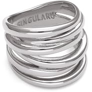SINGULARU Anillo Mujer Ondina Acero | Acero resistente al agua aporta estilo diario con diseño de bandas entrelazadas. Tallas de la 10 a la 18.