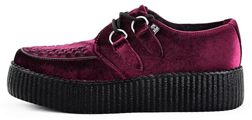 T.U.K. Burgundy Velvet Viva Mondo Creepers Lace Up Platform 10 / Men 8