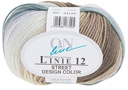 Online Wolle Street Design Color Linie 12 50g 210m Lauflänge 75% Schurwolle 25% Polyamid Farbe 101