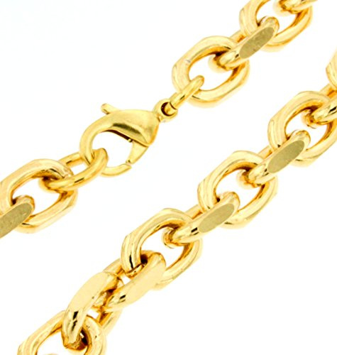 Chaîne d'ancre italienne originale 18 carats - Doublé 6 mm - Longueur : 100 cm - Collier pour homme - Chaîne en or pour femme - Cadeau de l'usine Tendenze-Italy, Or jaune Doublé