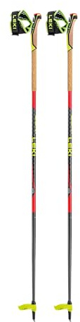 LEKI Mezza Race - Bastoncini da sci leggeri in alluminio per sci alpinismo e backcountry, 120 cm, colore: rosso acceso/nero-giallo neon