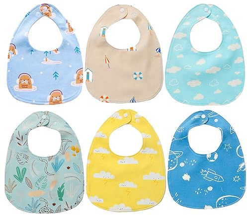SLOSH Bavoirs Bébé Imperméables Etanche Imperméable Waterproof Naissance Bebe Nouveau Né 0 mois à 36 mois 3 ans Coton Doux Absorbant Respirent Nourrissons Unisex Garçons Filles