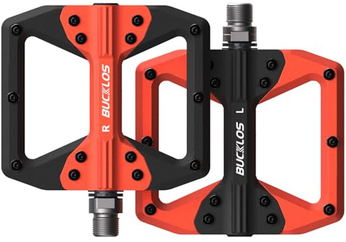 BUCKLOS Mountain Bike MTB Flat Wide Platform Pedals - Bicycle Large Nylon Road BikeNon-Slip Pedal for Ebike/Gravel/Hybrid/Folding Bike 9/16