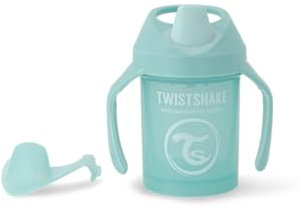 TWISTSHAKE Mini Vaso con Boquilla a Prueba de Fugas 230 ml, Biberón de Entrenamiento sin Derrames con Mezclador de Frutas y Sello de Silicona para Niños Pequeños y Bebés,Nuevo Turquesa