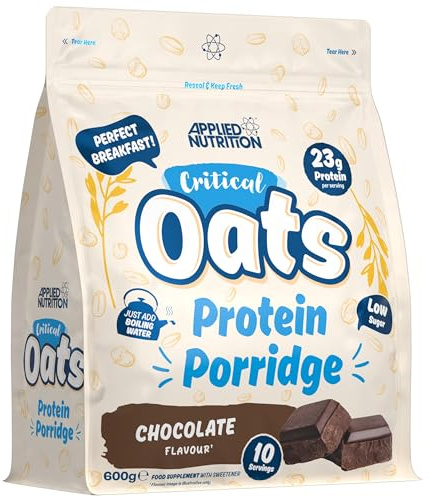 Applied Nutrition Critical Oats Advanced Protein Porridge - Whey Protein Powder Blend with Wholegrain Oats & ISO-XP Protein Isolate, Amino Acids, Easy Mix (600g - 10 Servings) (Chocolate)