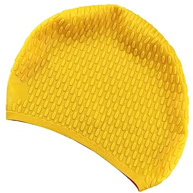 Happyyami Schwimmhaube Große Duschhaube für Frauen wasserdichte Badekappe Badekappen für schwimmende Frauen Schwimmkappe Damen Hut Protect schutzzelt Silikon-Badekappe Damen Badekappe Yellow