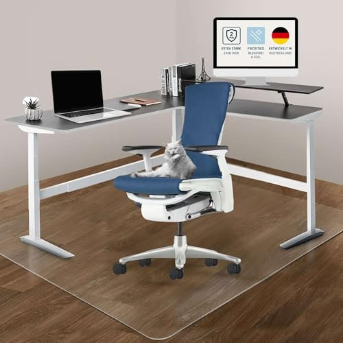 Artwelt Bürostuhl Unterlage Bodenschutzmatte aus mattem PVC rutschfest 2 mm dick Strapazierfähig & Bruchsicher (60cm X 120cm)