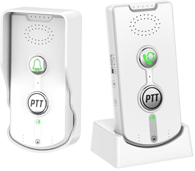 2 Way Doorbell Intercoms for Home Office Business Classroom, Wireless Waterproof Door Intercom System for One Button to Talk, 3 Volume Levels,One Button to Ring, 38 Ringtones with FCC (WHITE)