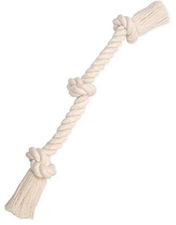 Mammoth Flossy Chews 100 Percent Natural Cotton Rope Dog Toys - Premium White Knot Dog Rope Toy - Interactive Dog Tug Toy - Tug Dog Chew Toy for Small to Medium Dogs - Medium 20