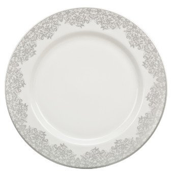 Denby 359010005 Dinner Plate, Cream/Silver