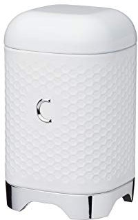 LOVELLO KitchenCraft - Boîte à Café en INOX, Couvercle Refermable, Effet Relief, Collection, 11 x 19 cm - Blanc