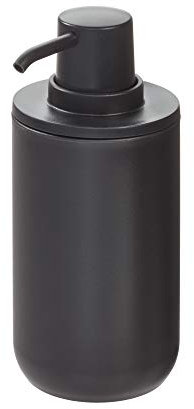 iDesign Distributeur Savon, Distributeur de savon rond en Plastique pour La Salle de Bain et La Cuisine, pousse Mousse Rechargeable pour 355 ml de Savon ou de Lotion, Noir