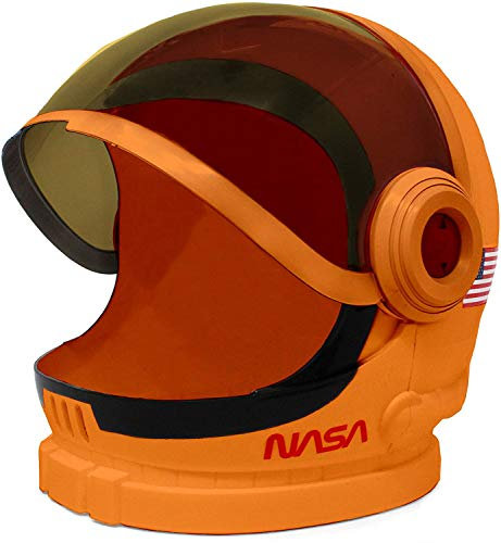 Spooktacular Creations Oranger Astronautenhelm mit beweglichem Visier, Rollenspielzeug für Geburtstagsfeier, Schulklassenzimmer Verkleidung, Rollenspielzubehör, Zubehör für Weltraumkostüme für Kinder