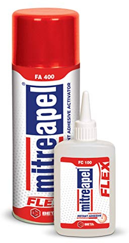 Mitreapel Super Flex Ca-lim (2 x 3,5 oz) med spraylimaktiverator (2 x 33,5 Fl Oz) – cyanoakrylatlim för pyssel och byggnad | 1 förpackning
