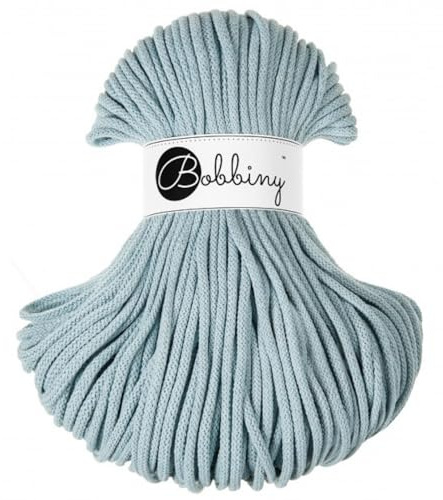 Bobbiny Cordoncino intrecciato macramè, 5 mm, 100 m, azzurro (Misty)