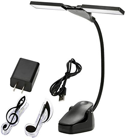 STARTOGO LED Music Stand Lights Rechargeable - 28 LEDs Clip Light with 3 Brightness Levels,1800mAh Li-ion Desk Clip Lamp,Eye-Caring,Perfect for Night Reading,Instrument Practise