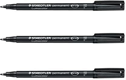 STAEDTLER 3 Stück Permanentmarker Lumocolor 318F, feine Spitze, schwarz