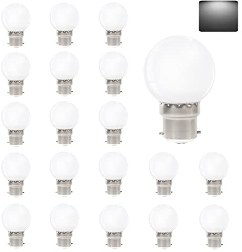 VIRANSHEN 20 Pezzi Lampadine LED B22 Luce Fredda, 3W equivalenti a 30W, 240Lm, Consumo Basso, Risparmio Energetico, Lampada B22 per Luci d'atmosfera Casa Patio Esterno Decorazione Feste Matrimoni