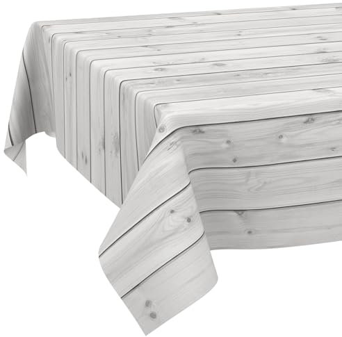Stoff Tischdecke Tischwäsche Textil Tischtuch Baumwolle Polyester Gewebe abwaschbar pflegeleicht, in rund oval eckig Holz Grau 140x140cm Schnittkante
