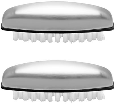 MEMOFYND 2 spazzole per il lavaggio a mano, in acciaio inox, per la pulizia delle unghie, per la cucina e il bagno, 10,2 x 3,2 x 3,3 cm, colore: argento