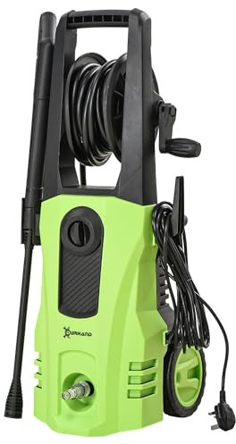 DURHAND 1800W High Pressure Washer, 150 Bar Pressure, 510 L/h Flow, High-Performance Portable Power Washer Jet Wash Cleaner with 6M Hose and Hose Reel for Garden, Car, Furniture, Green