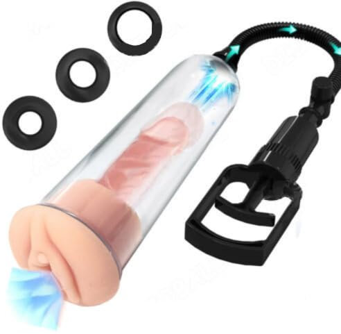Vielretude Penis Pumpe Vakuum Penis Erektion Pumpe Masturbator Penisvergrößerung Erektion Erotik Toyset mit 3 Silikon Sleeves Männer Sexspielzeug