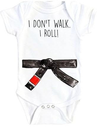 NOFO VIBES Brazilian Jiu Jitsu - I Don't Walk I Roll Baby Boys Girls Clothes Infant Romper Bodysuit One-Piece Funny Cute born Infant Outfit (Size: 0-3M Short Sleeve)