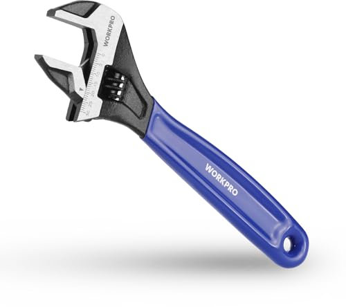 WORKPRO Llave Inglesa de 200 mm, Llave Ajustable de Cr-V, Llave Métrica de Boca Ancha de 30 mm, con Mango Ergonómico Suave