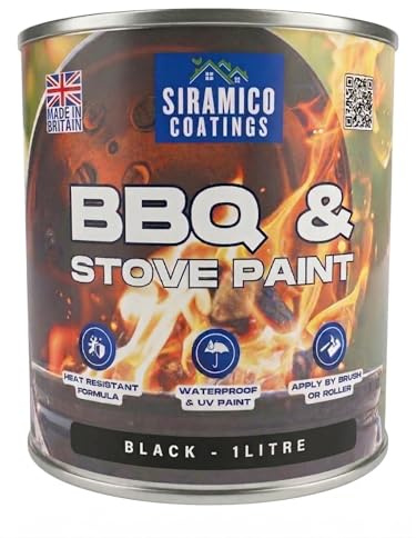 SIRAMICO COATINGS BBQ & Stove Paint - High Temperature Paint 1000°c (Black, 1 Litre)