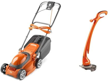 Flymo EasiStore 300R Electric Rotary Lawn Mower - 30 cm Cutting Width, 30 Litre Grass Box, Close Edg & Contour XT Electric Grass Trimmer and Edger, 300 W, Cutting Width 25 cm