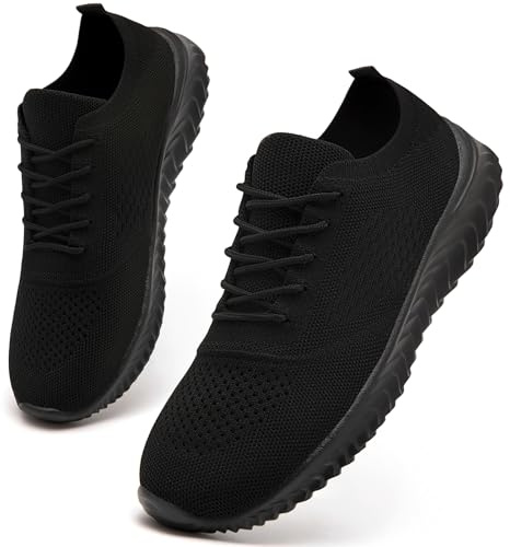 Ladies Trainers Women Running Shoes Sneakers Slip on Gym Black Size 6 UK