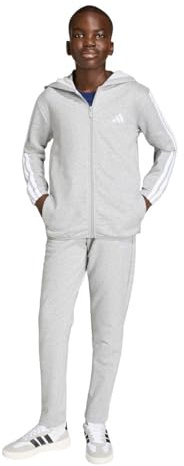 adidas Unisex - Bambini e ragazzi ESSENTIALS 3 STRIPES TRACKSUIT, medium grey heather/white, 15-16 Years