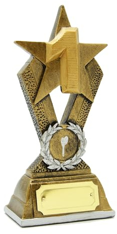 SilverTrophy: Trophée étoile d'or 1ère place, champion, gagnant, premier, lauréat du prix, médaille d'or, numéro 1, cadeau d'entreprise, figurine abordable, plaque de gravure, prix sportif, école