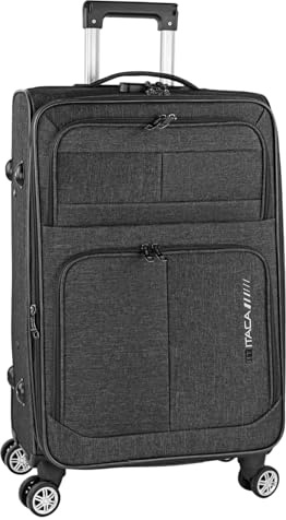 ITACA - Valigia Media da Viaggio Morbido. Allungabile Trolley Medio con 4 Ruote. Trolley Resistente e Super Leggero - Robusta Valigie Trolley in Chiusura a Combinazione, Grigio