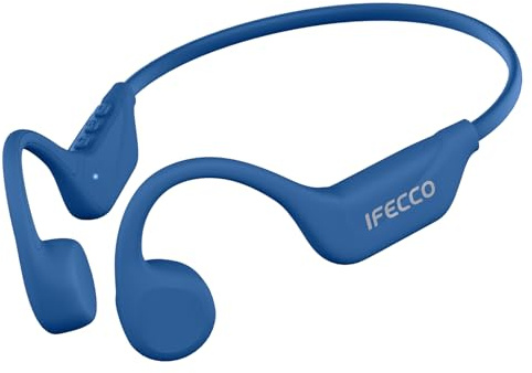IFECCO Auriculares Conduccion Osea Bluetooth – Cascos Conduccion Osea Inalambricos con Micrófono,IPX5 Impermeables Open Ear Auriculares Deportivos para Running Ciclismo Fitness