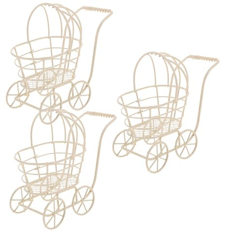 SOPOTUTU 3 Pièces Miniature Stroller Toy Set Métal pour Maison de Poupée Accessoires Garçon Fille Décoratifs pour Mobilier Miniature et Jeu Garçon Fille