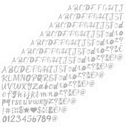 648PCS Glitter Letter & Number Stickers, 8 Sheets Self Adhesive Alphabet Number Vinyl Sticker, 1 Inch Mini Letter Decals for Scrapbooking, Mailbox Numbers, Classroom Decor and Graduation Cap (Silver)
