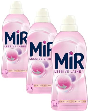 Mir - Lessive Liquide - Lessive Laine - Main & Machine - Raviveur - Formule Unique 3en1 - Douceur - Fibres - Tenue - Toucher Cachemir - Anti-Bouloche - Pour Laine - Soie - Délicats - 13 Lavages