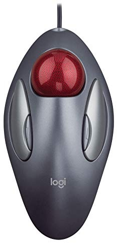 Logitech Trackman Marble Trackball Mouse – Wired USB Ergonomic Mouse for Computers, with 4 Programmable Buttons, Dark Gray