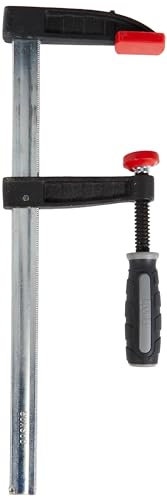 kwb Profi Schraub-Zwinge mit 2-Komponentengriff 80x300, Spann-Weite 300 mm, Spanntiefe 80 mm, Spannbacken aus Temperguss-Stahl, Schraubzwenge mit Hohlprofilschiene