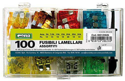 Cora 000120626 Fusibili Lamellari, 100 pezzi assortiti