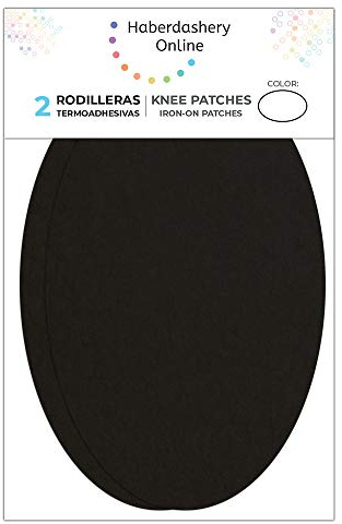 2 Toppe scamosciate. Termoadesive da stirare. Ideali per pantaloni o giacche, camicie. 16 x 10 cm. (Nero)