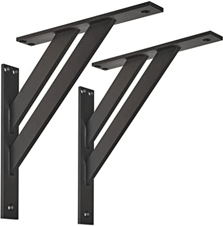 Alusfera Regalhalterung - Dekorative Regalwinkel - Regalhalter 240 mm - Wandregal Halterung - Langlebige Wandhalterung 2 Stück - Regalträger Schwarz- Wandhalterung Regal