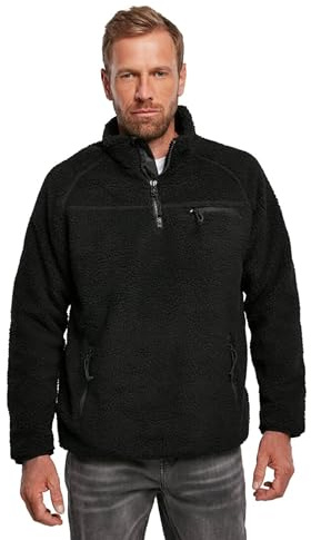 Brandit troyer i teddyfleece vintertröja med fleecefoder jakt utomhus plysch, svart, S