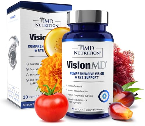 1MD Nutrition VisionMD Eye Vitamin CARMIS - Eye Supplement for Adults - with OptiLut Lutein & Zeaxanthin - Supports Vision Health Care, Everyday Eye Strain, & Occasional Dry Eye - 30 Softgels