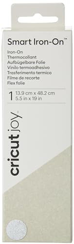 Cricut Joy Smart Glitter Iron On | White | 48 cm (19 ft) | Heat Transfer Vinyl Roll (HTV) | for use with Cricut Joy